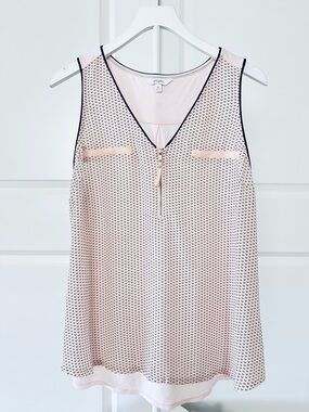 Women’s Candie's Sleeveless Soft Pink & Black V-Neck Blouse Size XL